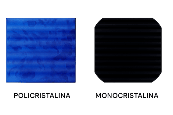 Tipos de células fotovoltaicas según sean de paneles monocristalinos o policristalinos